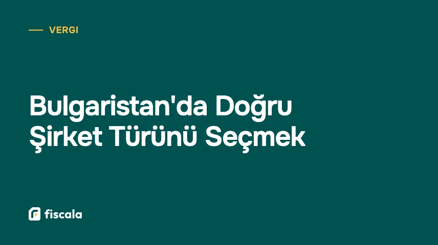 Bulgaristan'da Doğru Şirket Türünü Seçmek